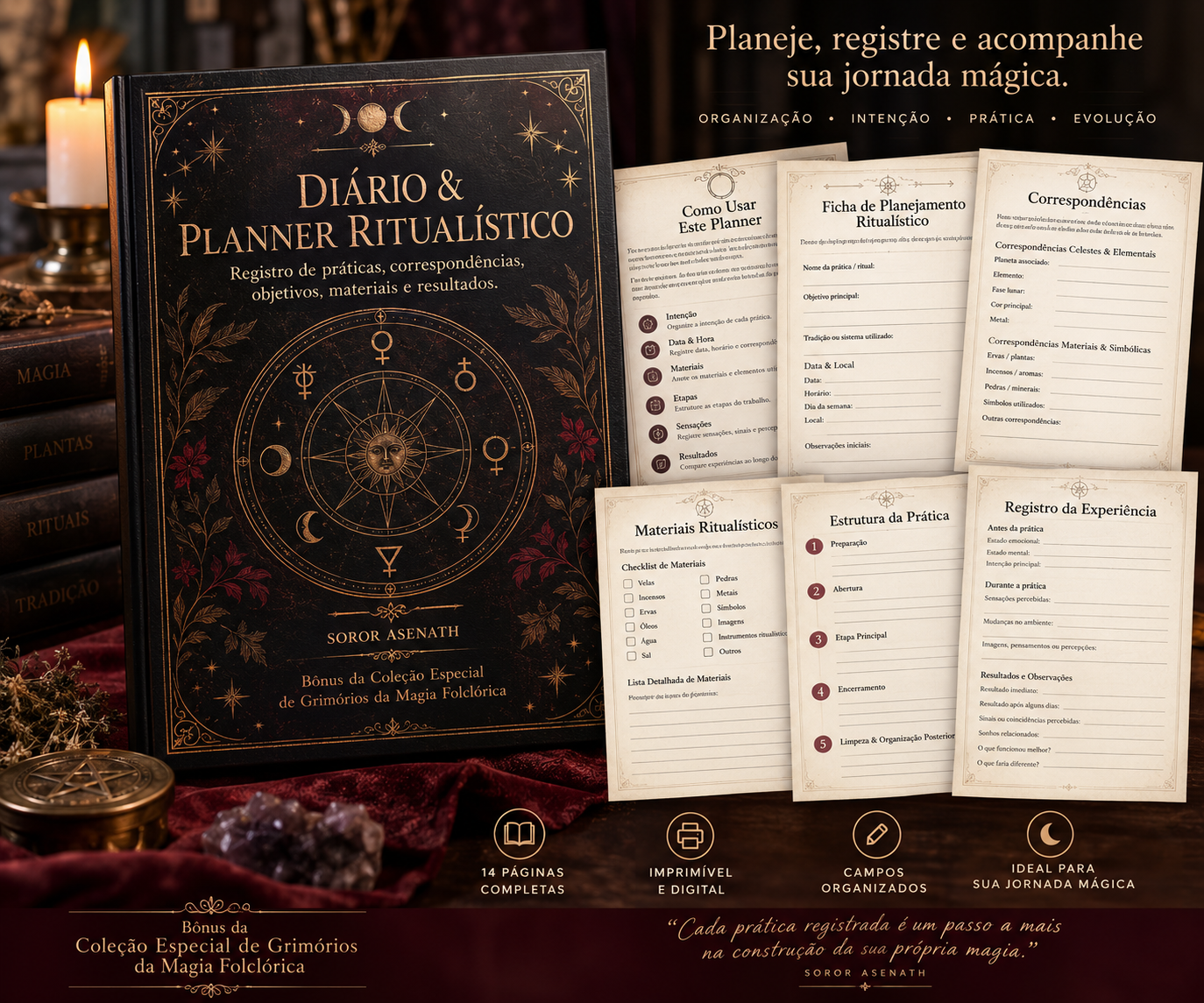 Mock-up do Diário e Planner Ritualístico