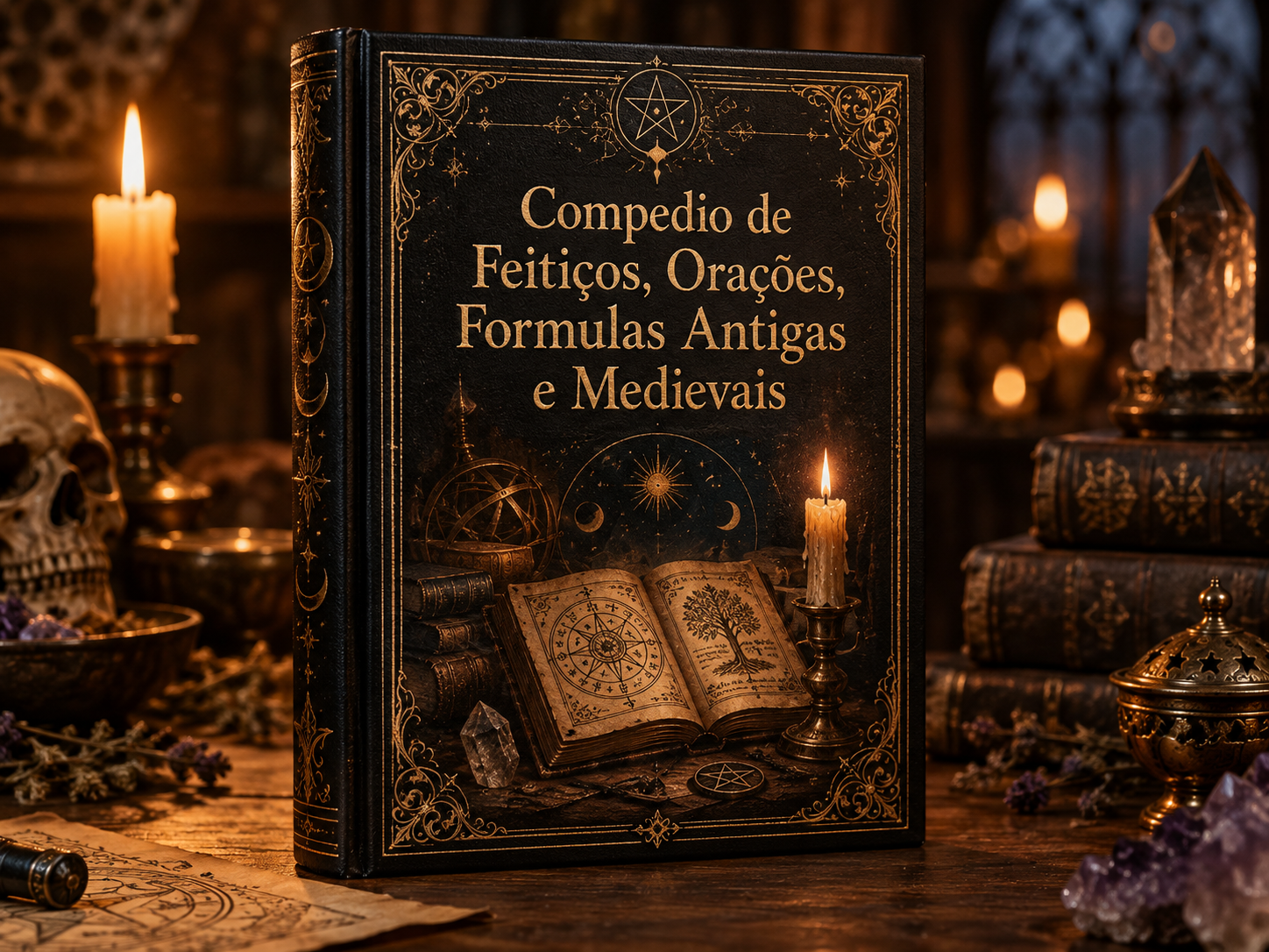 Mock-up do e-book Compêndio de Feitiços, Orações, Fórmulas Antigas e Medievais