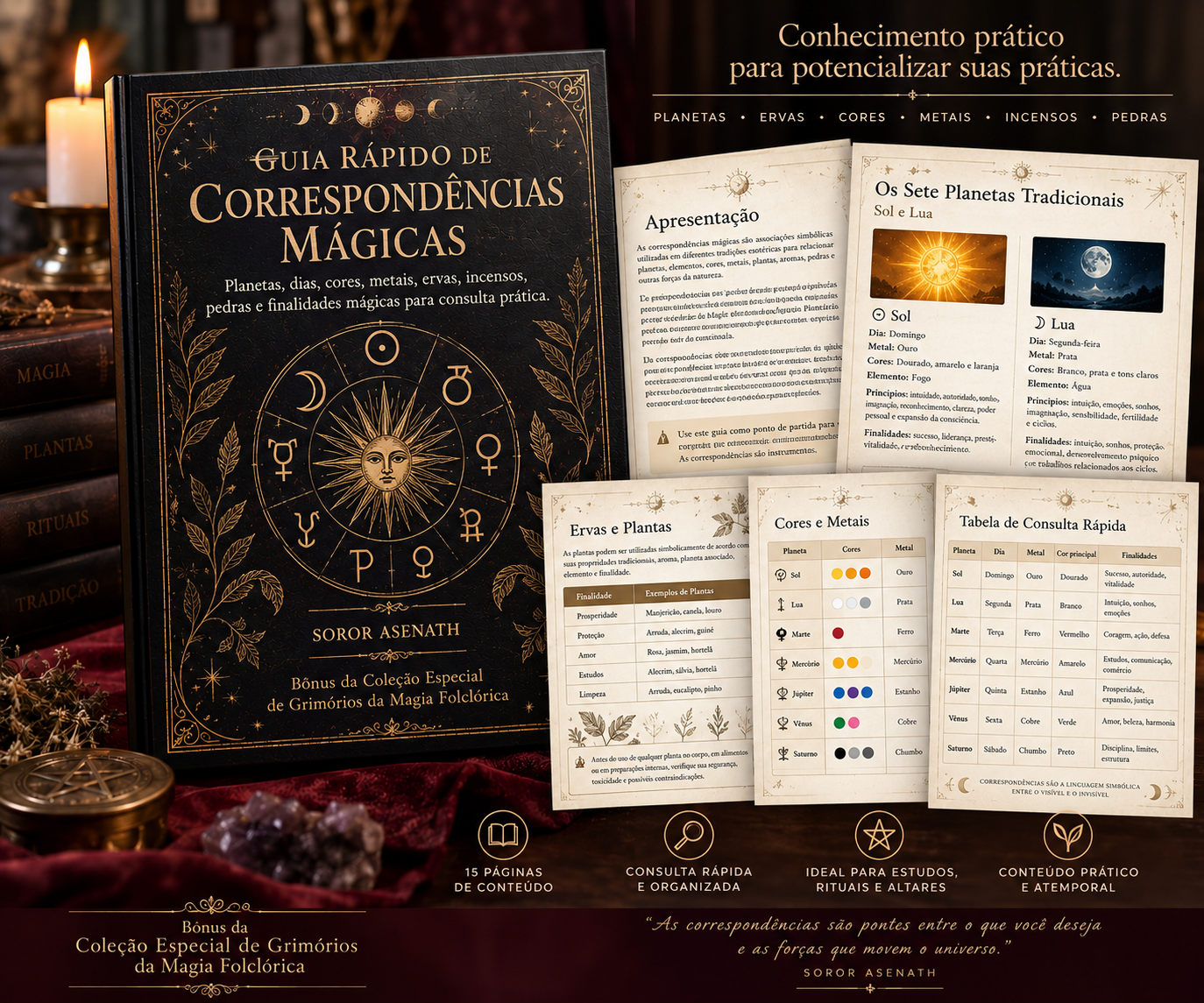 Mock-up do Guia Rápido de Correspondências Mágicas